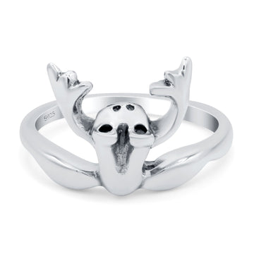 Frog Ring Oxidized Band Solid 925 Sterling Silver (13mm)